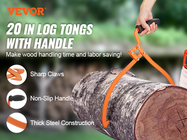 VEVOR Timber Claw Hook 28 in. 4 Claw Log Grapple for Logging Tongs Swivel Steel Log Lifting Tongs