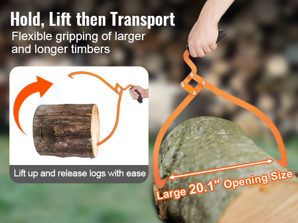 VEVOR Log Tongs, 20 inch 2 Claw Logging Skidding Tongs Non-Slip Grip, Steel  Hand Log Grapple with 110 lbs Loading Capacity, Log Lifting, Handling,  Dragging & Carrying Tool