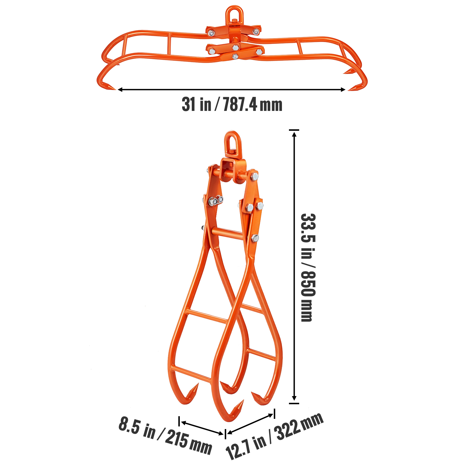 VEVOR Timber Claw Hook, 28 inch 4 Claw Log Grapple for Logging Tongs ...