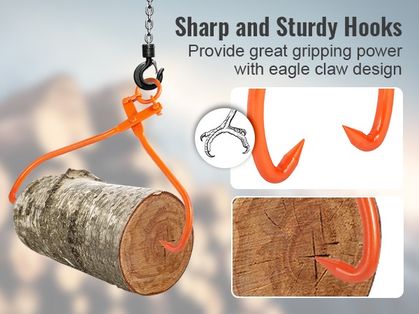 VEVOR Log Skidding Tongs, 32 inch 2 Claw Log Lifting Tongs, Heavy Duty  Steel Lumber Skidding Tongs, 1543 lbs/700 kg Loading Capacity, Log Lifting,  Handling, Dragging & Carrying Tool