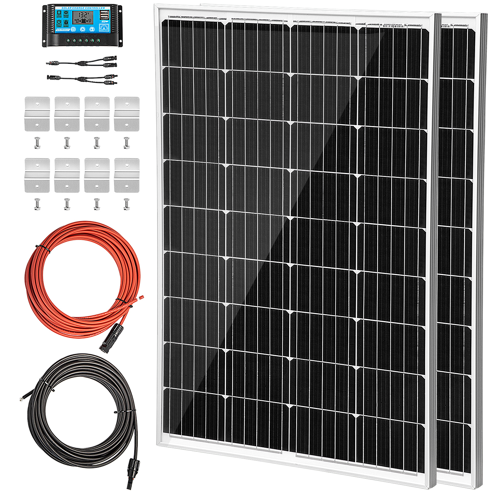 VEVOR Vevor 2pcs 100w Solar Panel Kit 12v Solar Battery Charger