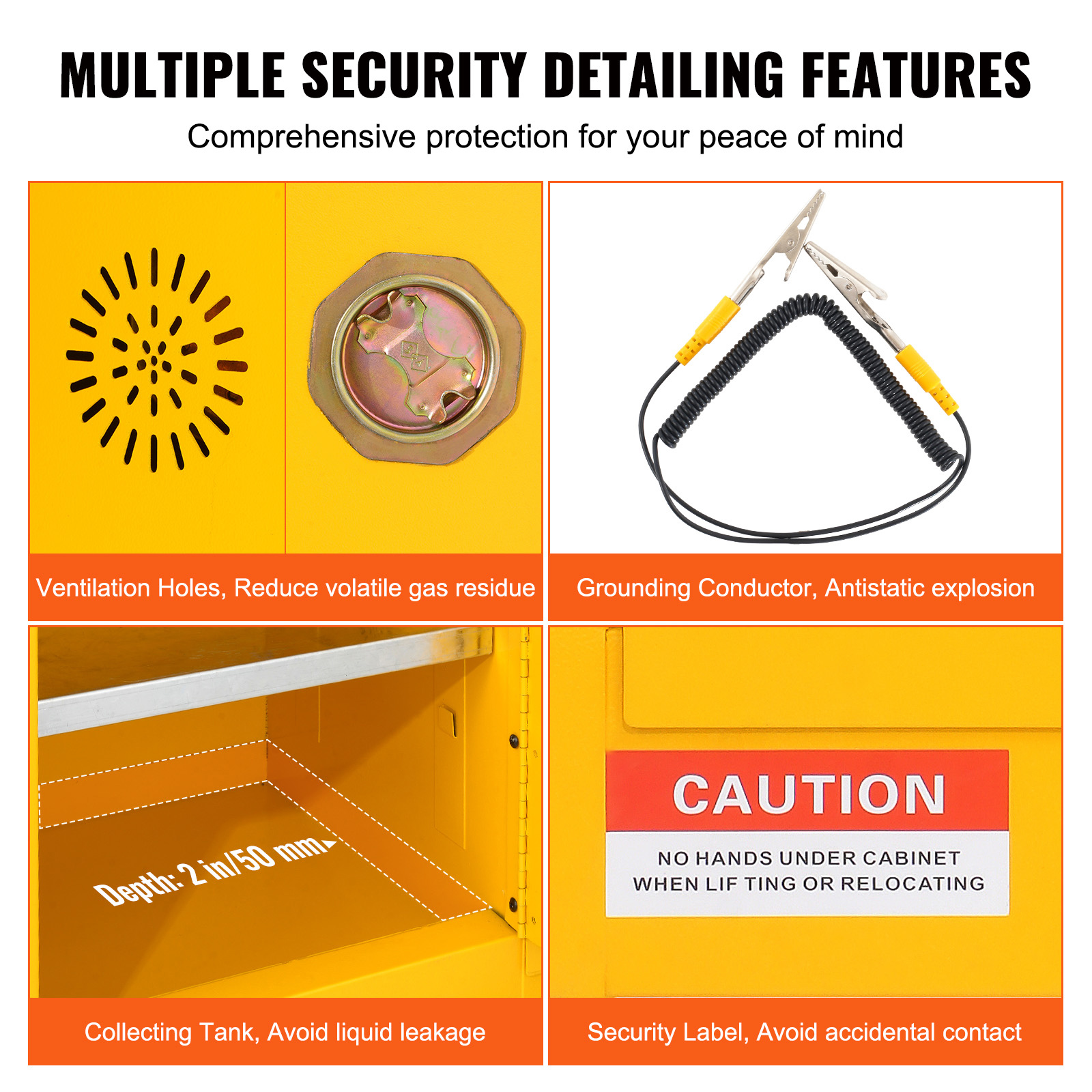 11/12/16/30/45Ga Safety Storage Cabinet Yellow Flammable Welded Bin Fireproof - Picture 30 of 62