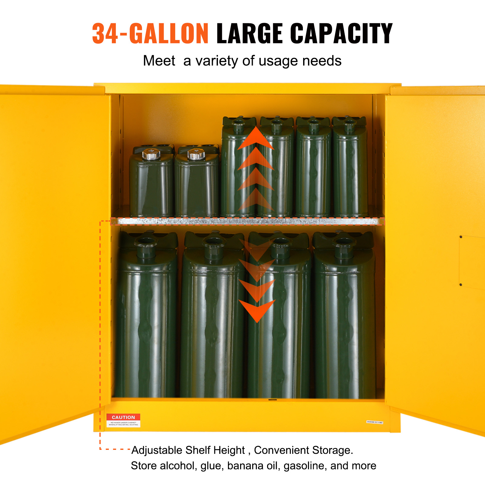11/12/16/30/45Ga Safety Storage Cabinet Yellow Flammable Welded Bin Fireproof - Picture 31 of 62