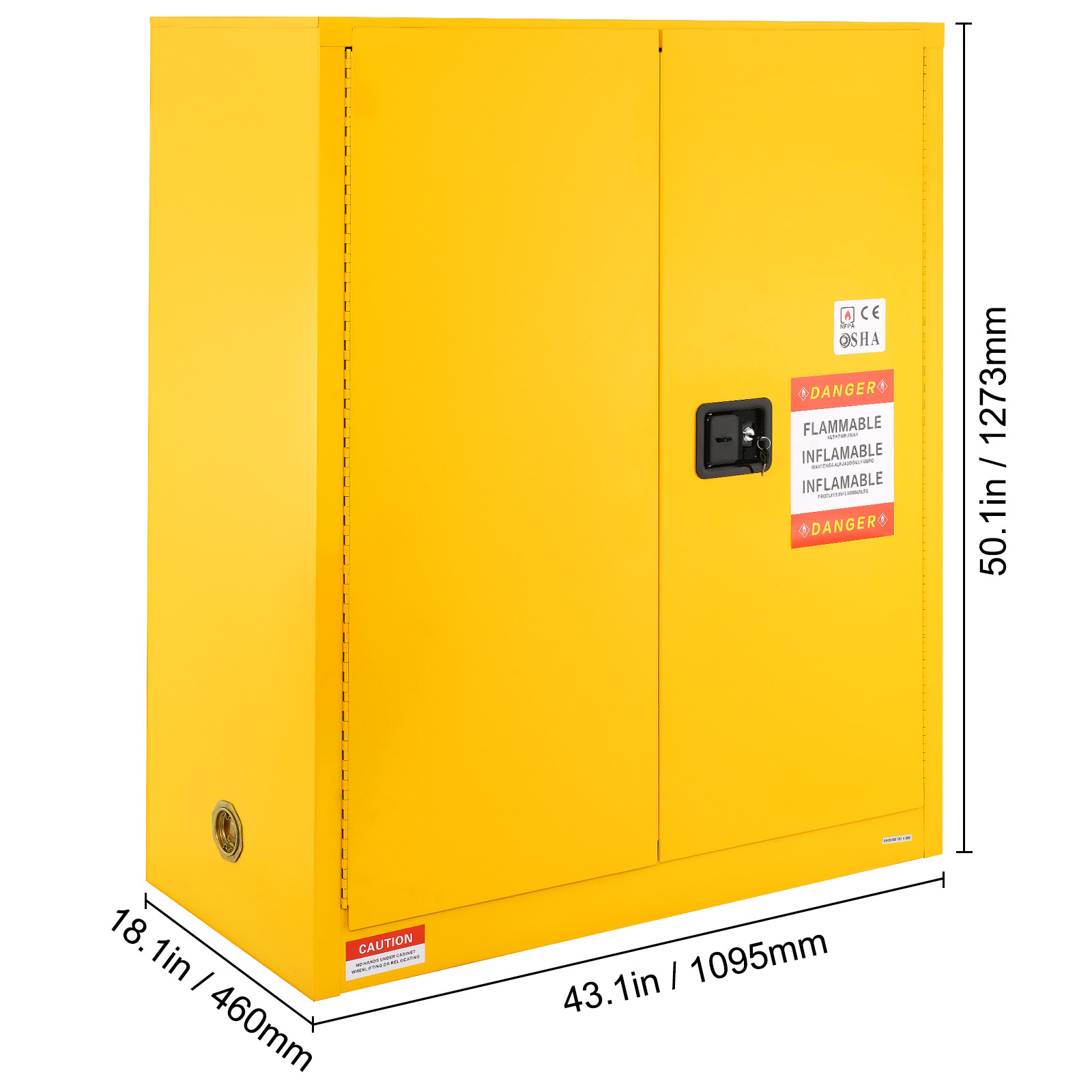 11/12/16/30/45Ga Safety Storage Cabinet Yellow Flammable Welded Bin Fireproof - Picture 34 of 62