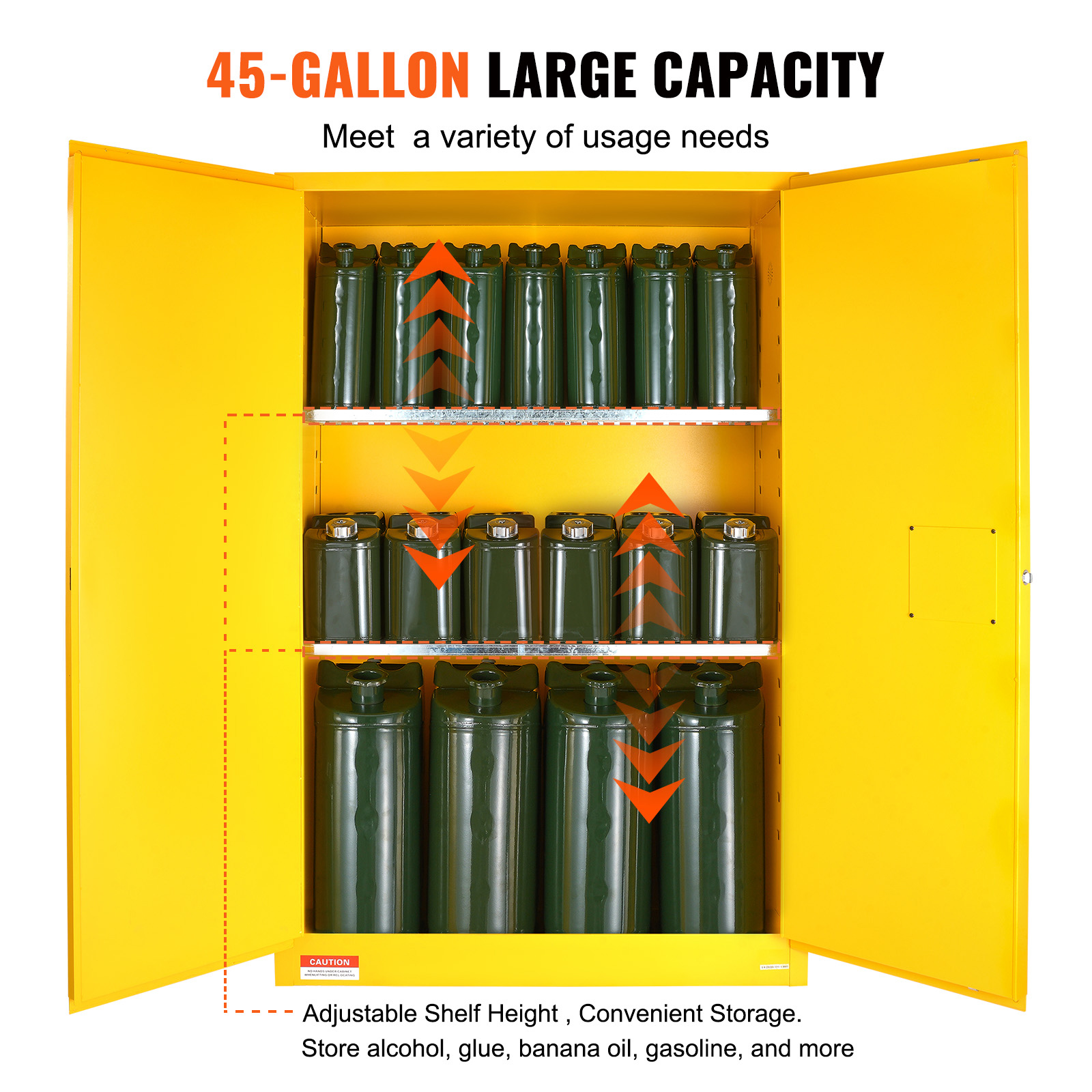 11/12/16/30/45Ga Safety Storage Cabinet Yellow Flammable Welded Bin Fireproof - Picture 55 of 62