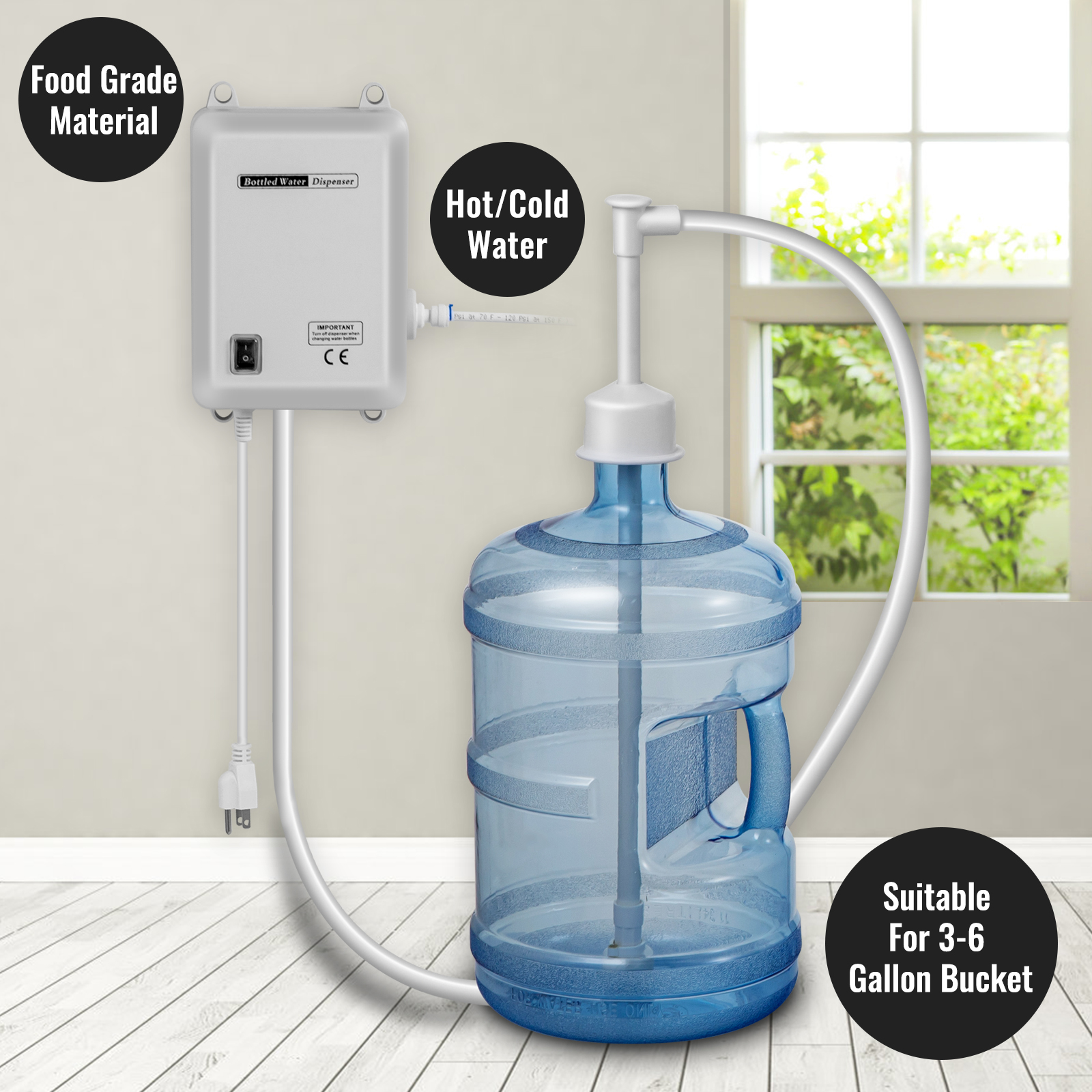 Bottled Water Dispensing System 115V AC Bottled Water Dispenser Pump System for 3/5/6 Gallon Bottle 