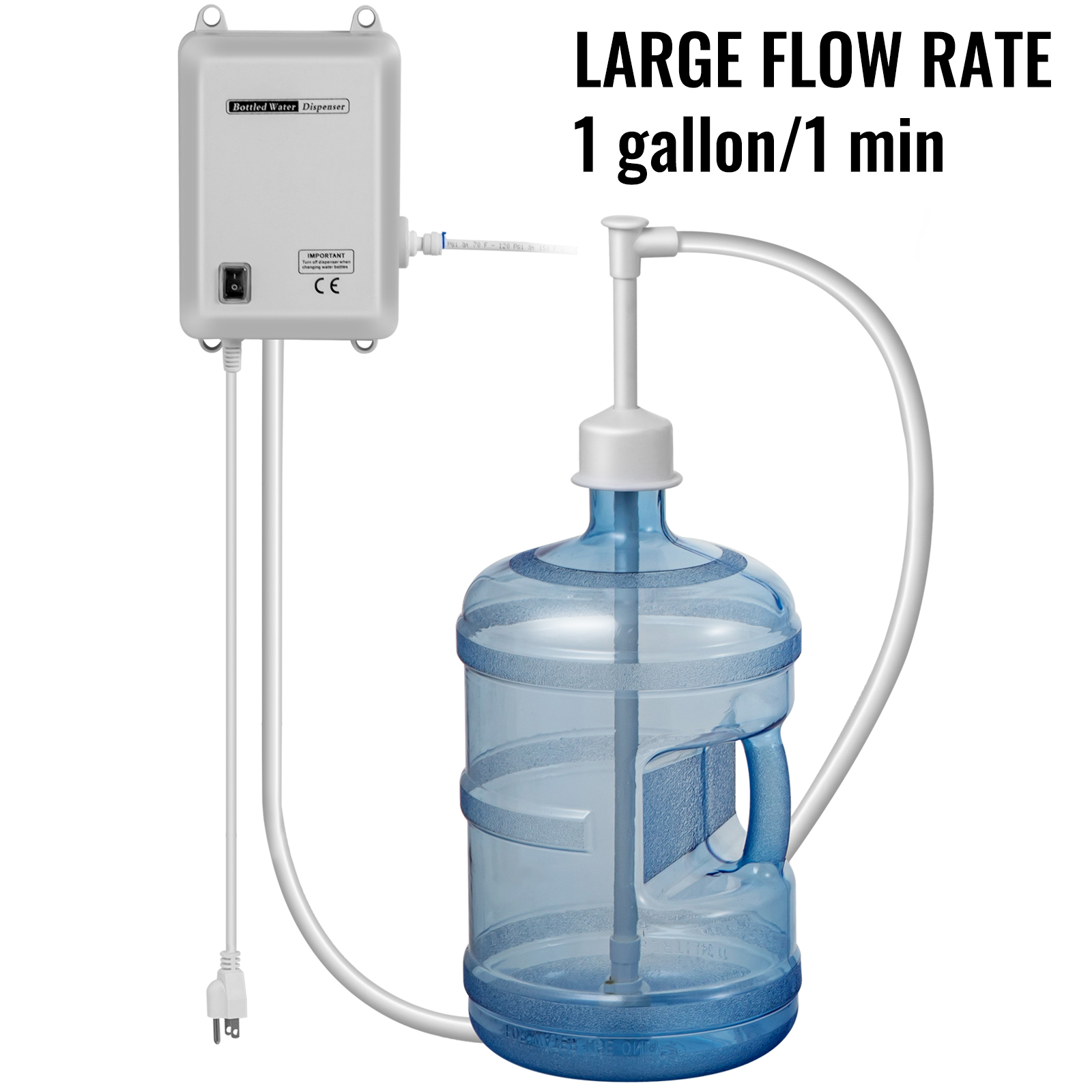 TDRRICH Bottled Water Pump System Double-Tube, Pressure Value 60Psi, Flow  2L, Drinking Water Dispensing Electric Pump for 5 Gallon Suitable for