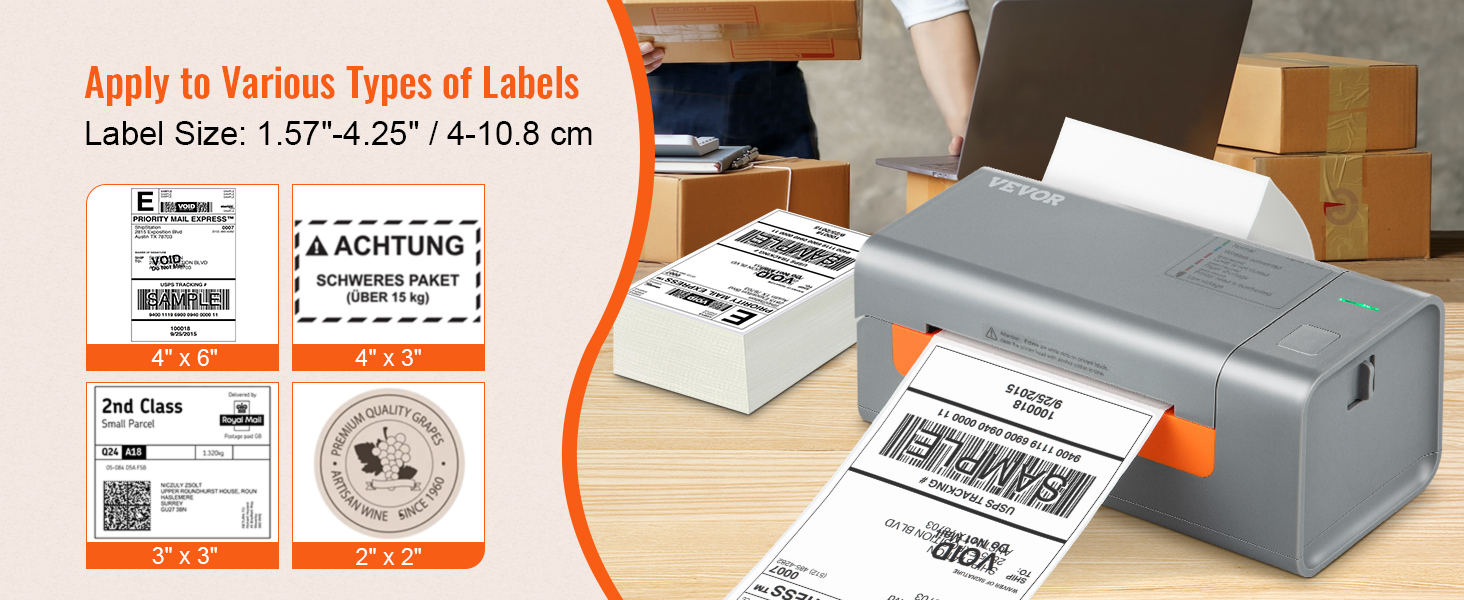 VEVOR Bluetooth Thermal Label Printer, Wireless Shipping Label