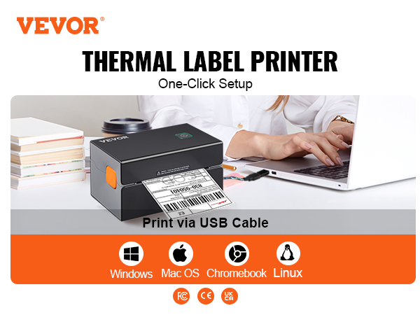 VEVOR Direct Bluetooth Thermal Label Printer HD(300DPI), All in
