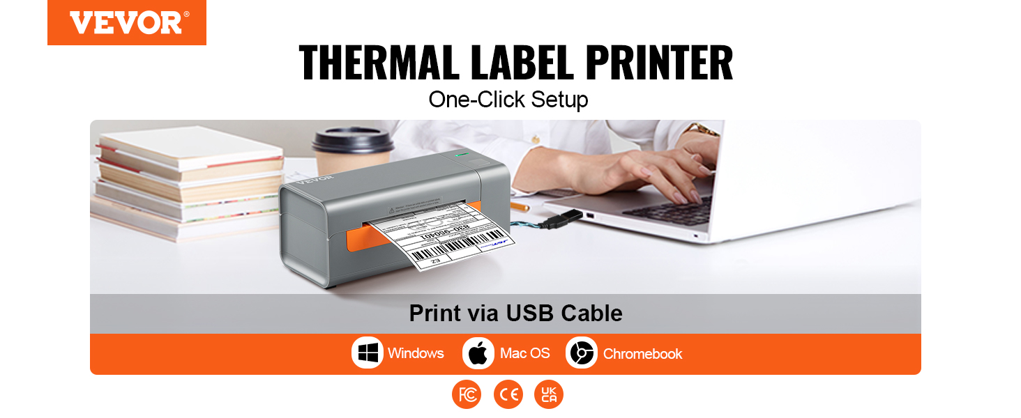 VEVOR Imprimante d'étiquettes Thermique Direct 4x6 Code à Barres