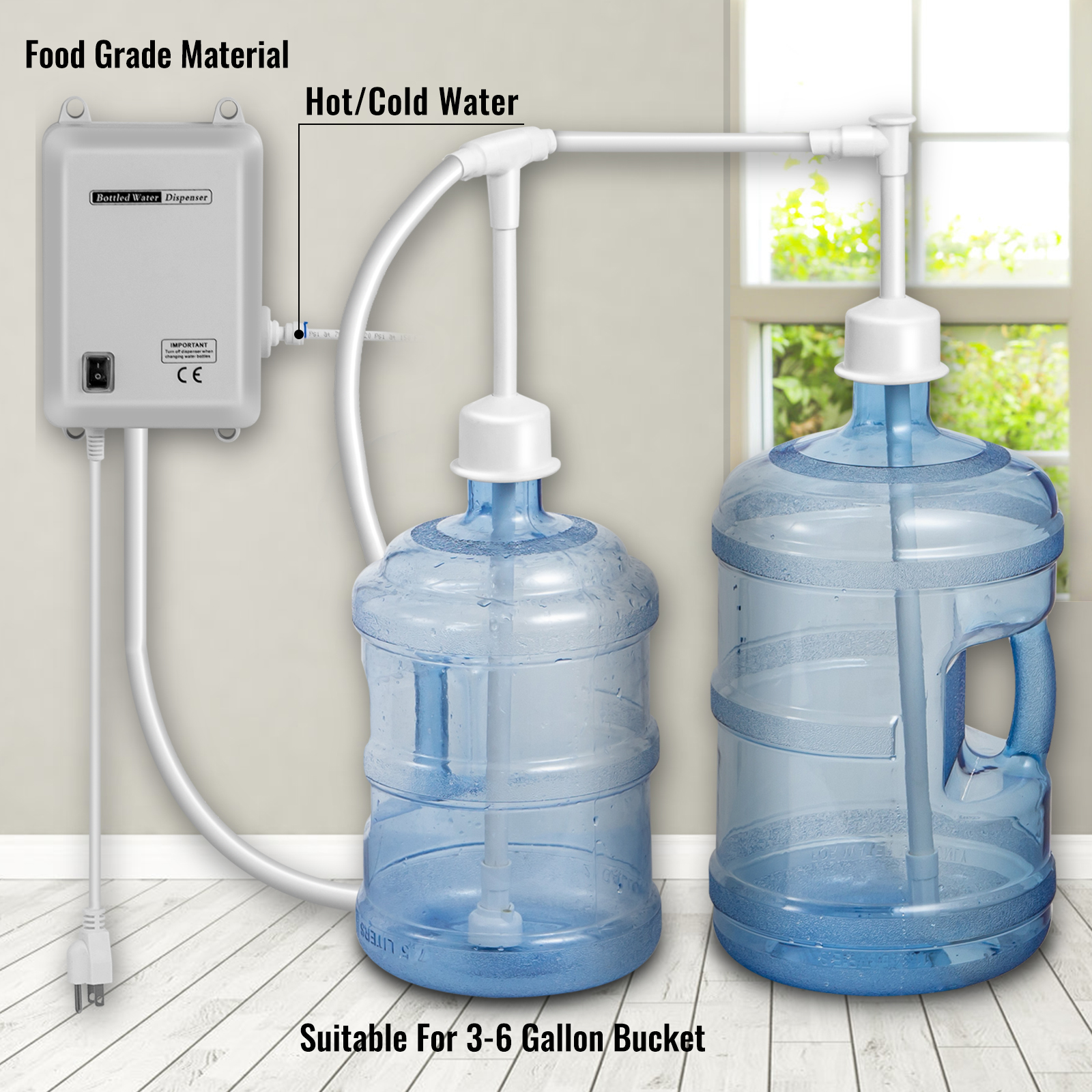 Gallon Pump Dispenser For Gallon Jug, Growler, 5 Gallon Bucket, 38