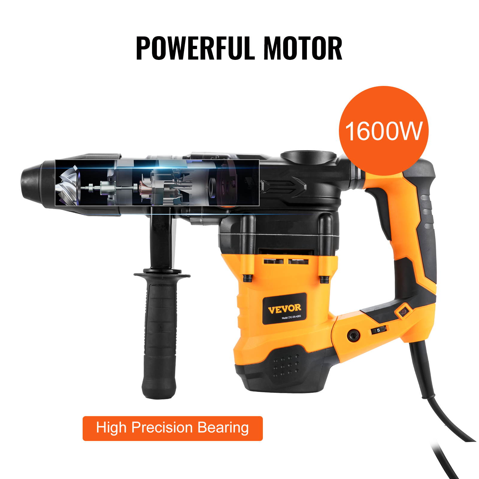 Vevor 1600W 42mm Rotary Corded Hammer Drill | Power Tool