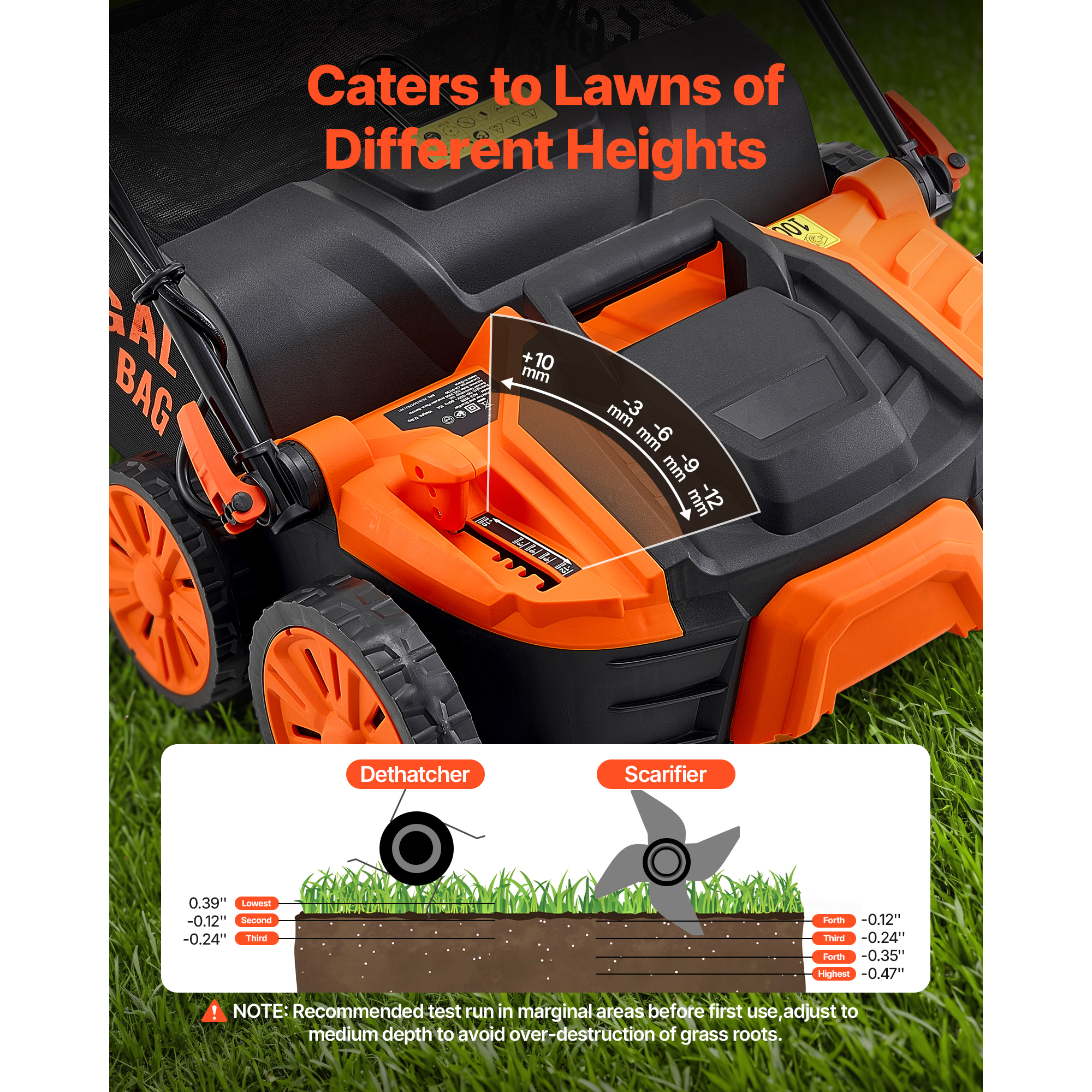 VEVOR 2-in-1 Electric Dethatcher and Scarifier Lawn Dethatcher 13/16-In 13/15Amp