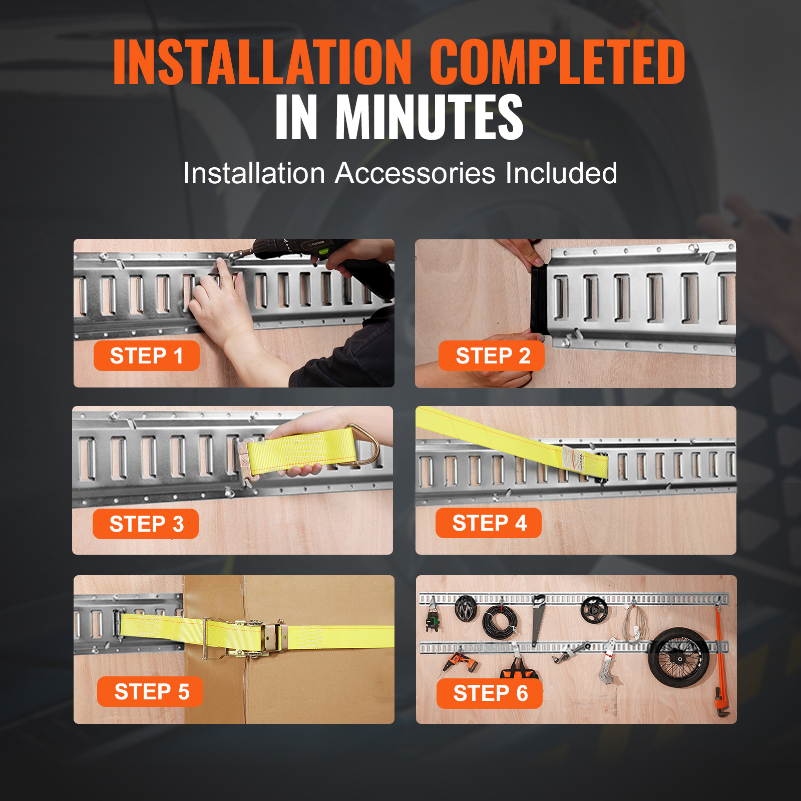 Uimoso E Track Tie Down Rail Kit with 5' Rails for Enclosed Cargo ...
