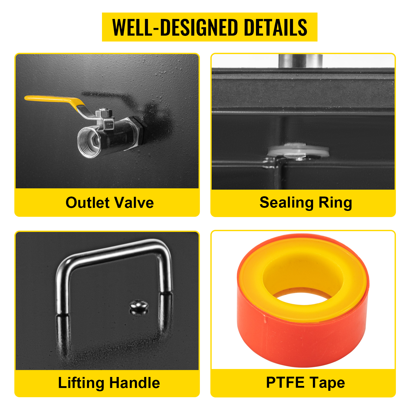VEVOR Commercial Grease Interceptor 20 LB, Carbon Steel Grease Trap 10 GPM, Grease Interceptor Trap with Side Water Inlet, Under Sink Grease Trap for Restaurant Canteen Factory Home Kitchen
