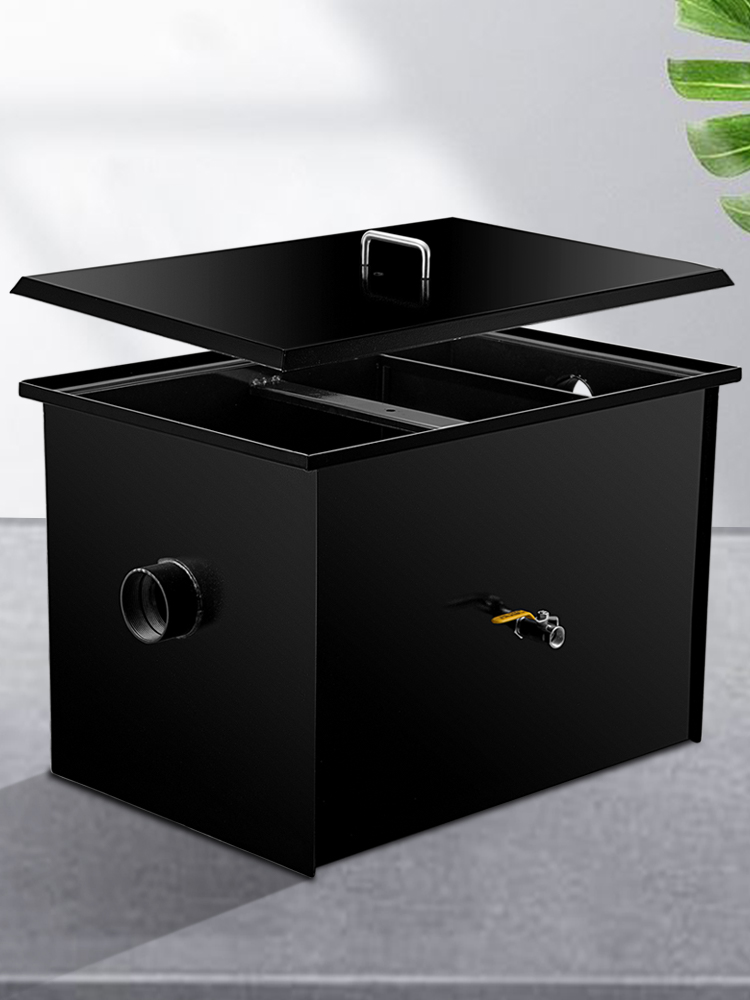 VEVOR Commercial Grease Interceptor 20 LB, Carbon Steel Grease Trap 10 GPM, Grease Interceptor Trap with Side Water Inlet, Under Sink Grease Trap for Restaurant Canteen Factory Home Kitchen