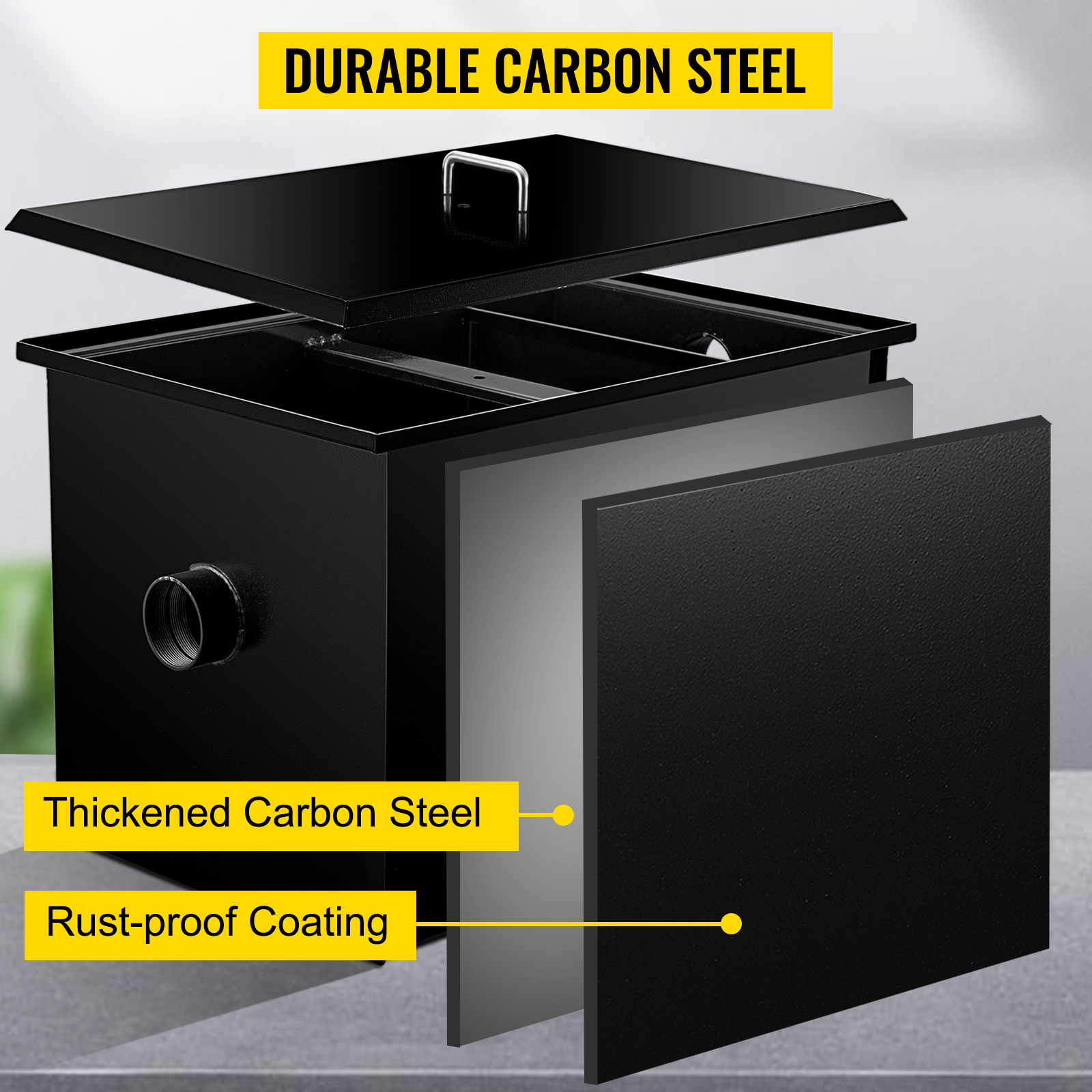VEVOR Commercial Grease Interceptor 4 GPM Commercial Grease Trap 8 LB Grease Interceptor Carbon