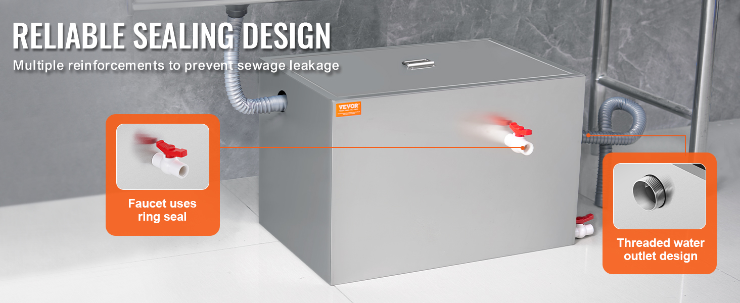 Vevor Commercial Grease Interceptor 70 Lb Carbon Steel Grease Trap | UAE