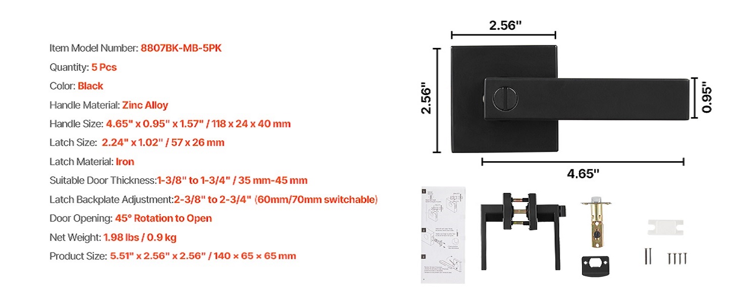 Installed door lever detail