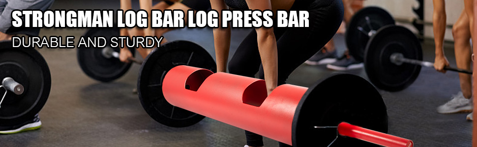 Strongman Log Bar Barbell 8in Fits Olympics Plates Power Strength Training Equip 