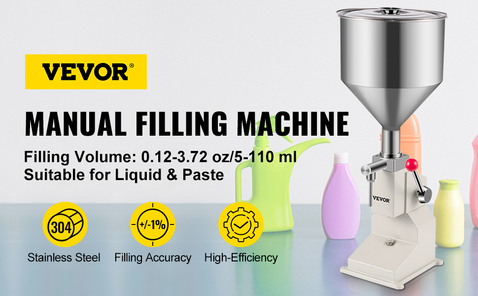 Manual Paste & Pneumatic Liquid Filling Machine Bottle Filler 5-50ml &  110ml