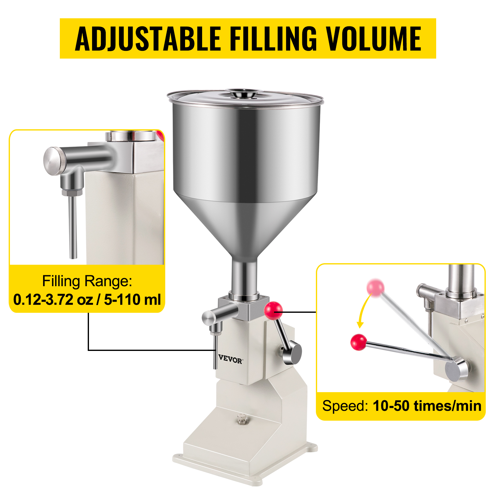 Miumaoev Manual Liquid Filling Machine Stainless Steel, Bottle Filler  5-50ml for Paste Cream Cosmetic, Lipgloss Machine, Liquid Filling Machine,  Bottle Filling Machine, Safe and Reliable 