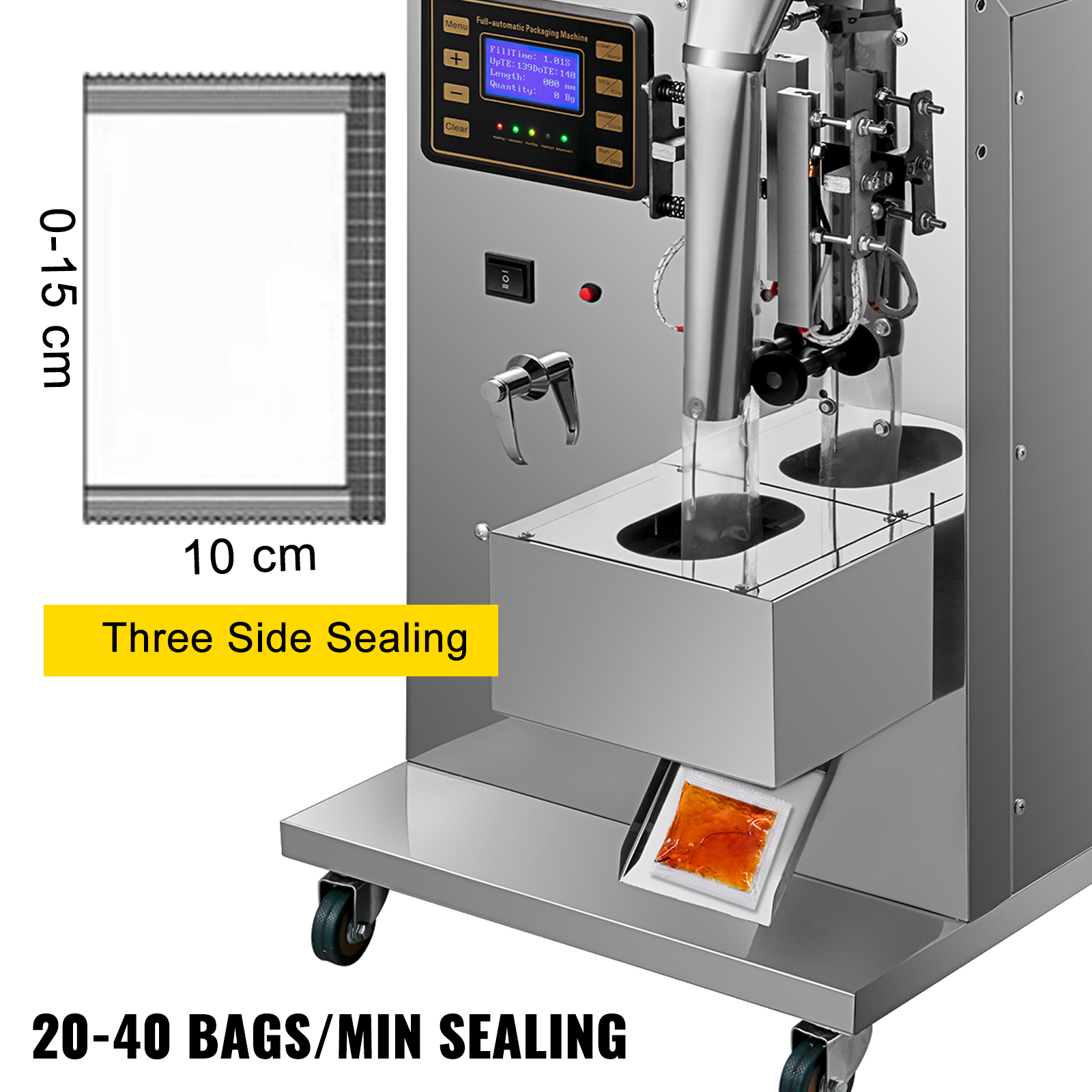 VEVOR Sachet Water Automatic Liquid Sealing Machine Liquid Dispenser 5-160ml
