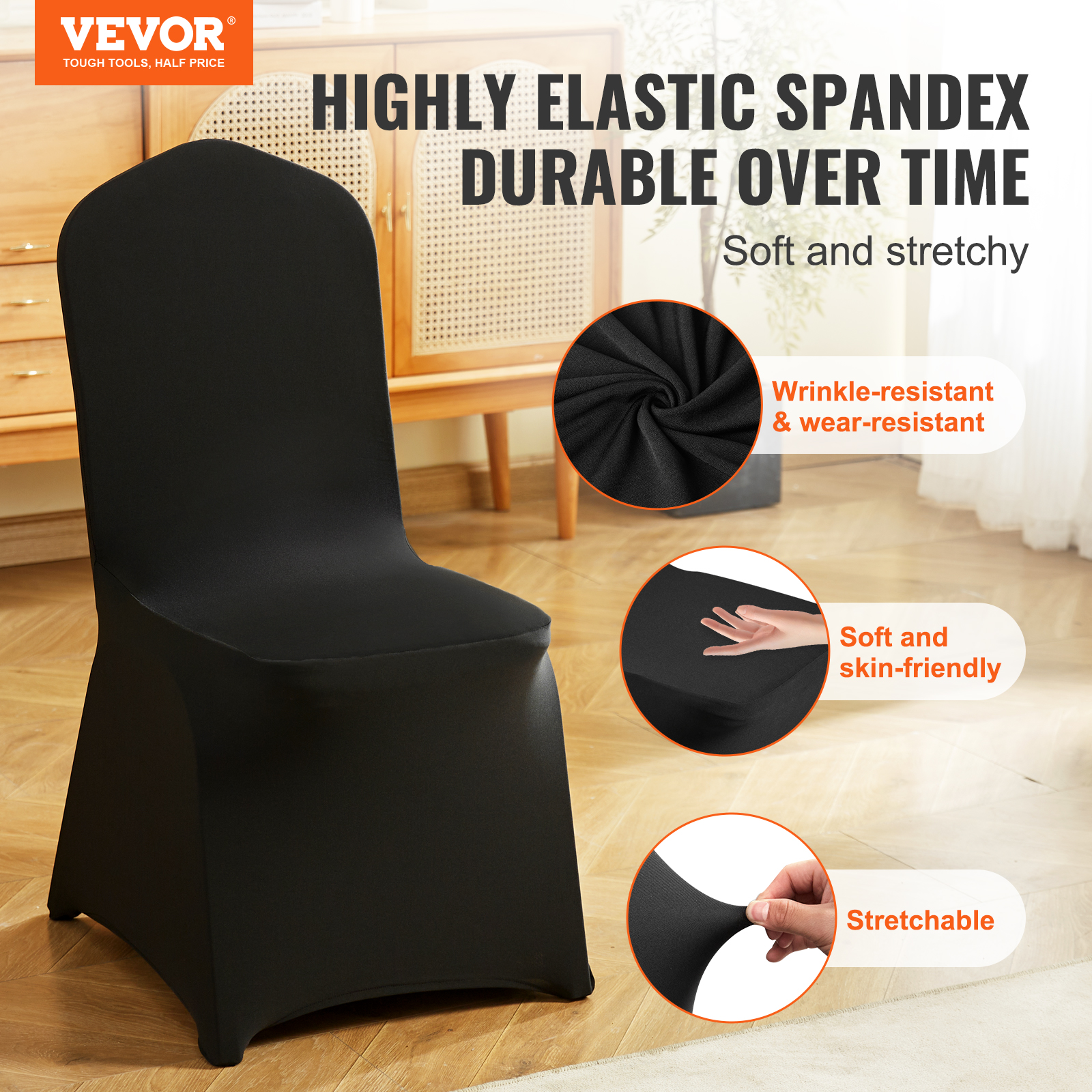 VEVOR 30/50/200PCS Stretch Spandex Folding Chair Covers for Wedding Party Dining - Picture 4 of 110