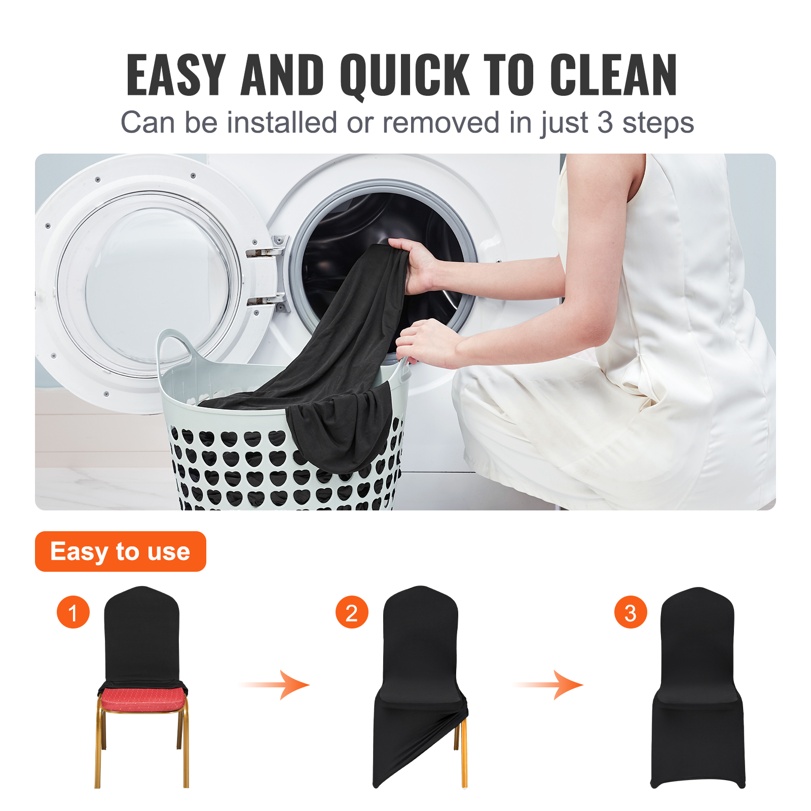 VEVOR 30/50/200PCS Stretch Spandex Folding Chair Covers for Wedding Party Dining - Picture 6 of 110
