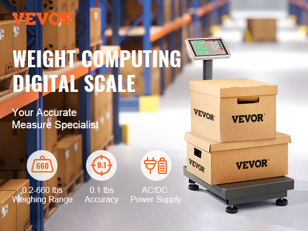 Computing Digital Floor Platform Scale,660 lbs,0.1 lbs Accuracy