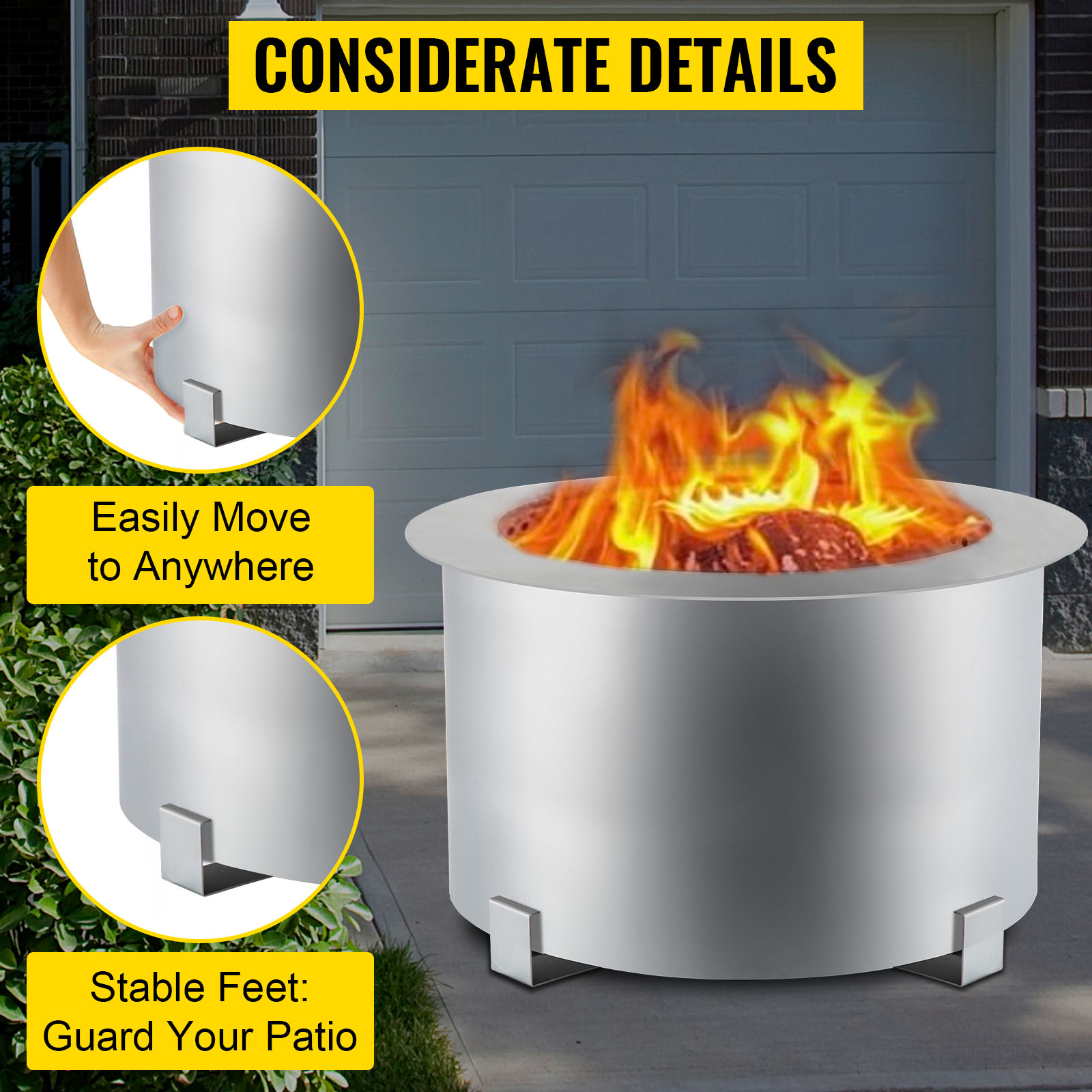 Fire Pit Stove Bonfire,Stainless Steel,Smokeless