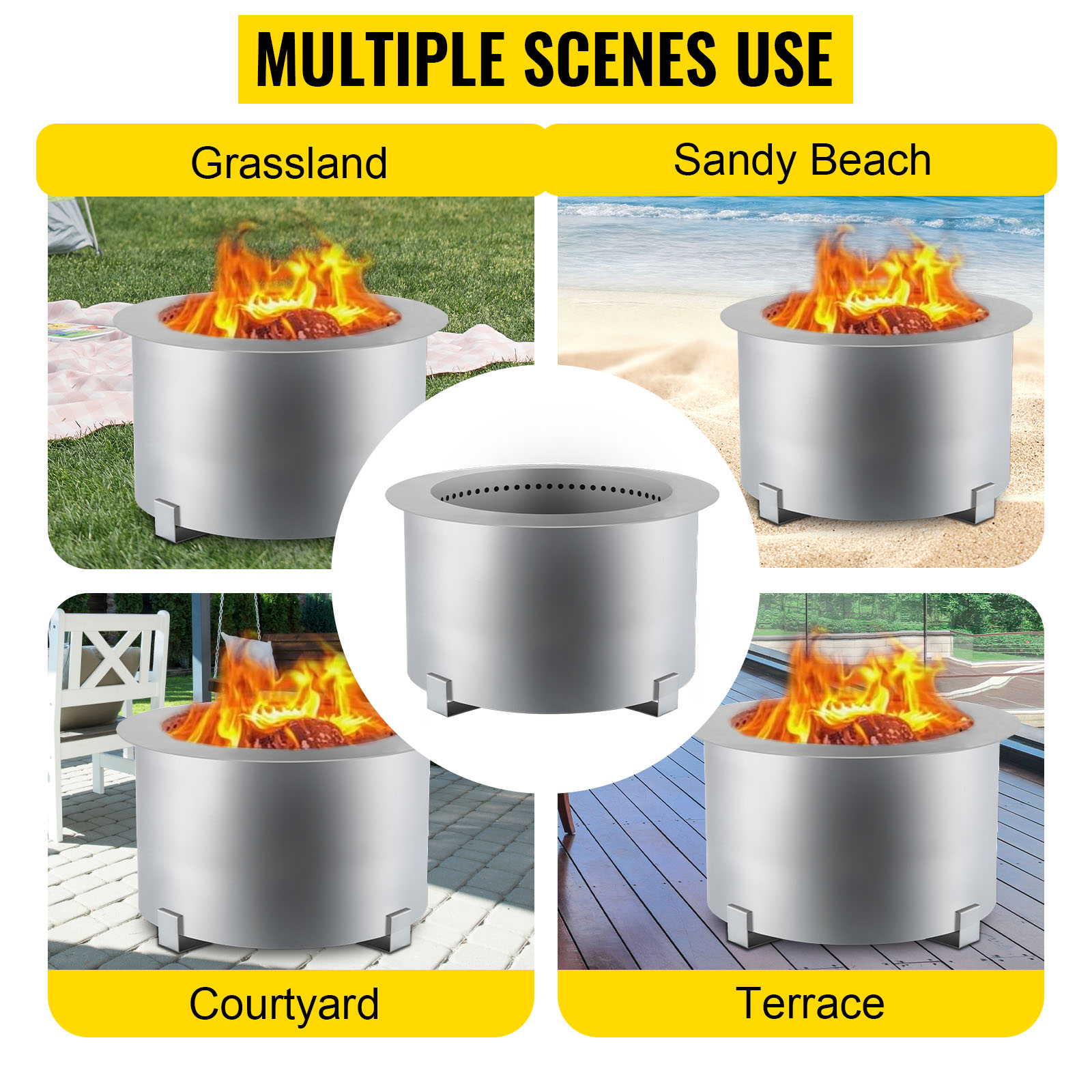 Fire Pit Stove Bonfire,Stainless Steel,Smokeless