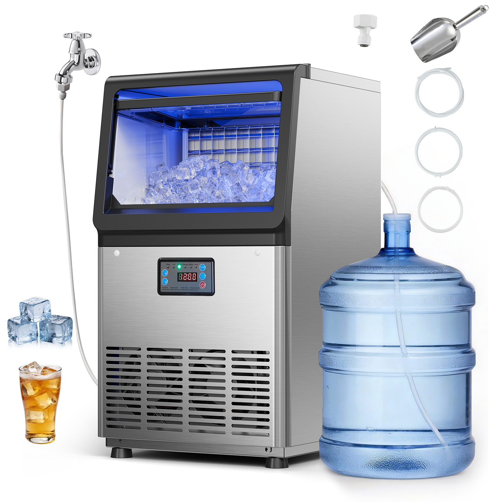 VEVOR Commercial Ice Maker 90/120/130/150/265/440 lbs/24h Ice Cube Machine Bar