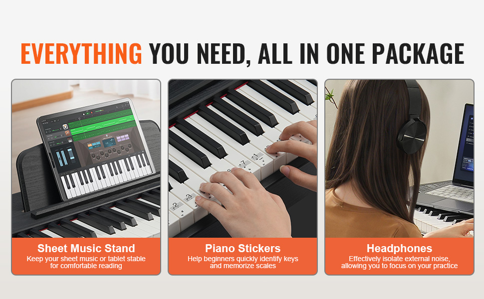 Piano Numérique LEADZM 88 Touches Clavier Lesté - Son DREAM, Bluetooth, 128 Sons, 3 Pédales, Couleur Noyer Noir