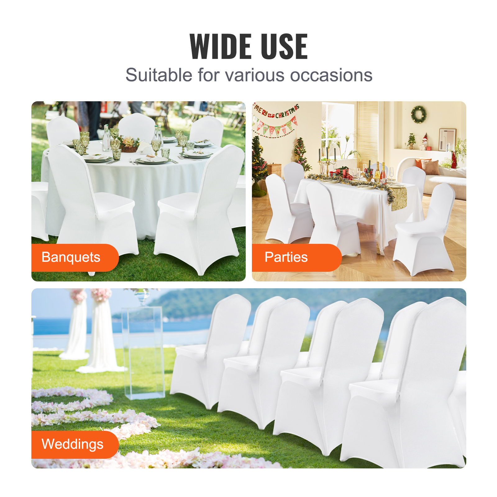 VEVOR 30/50/200PCS Stretch Spandex Folding Chair Covers for Wedding Party Dining - Picture 68 of 110