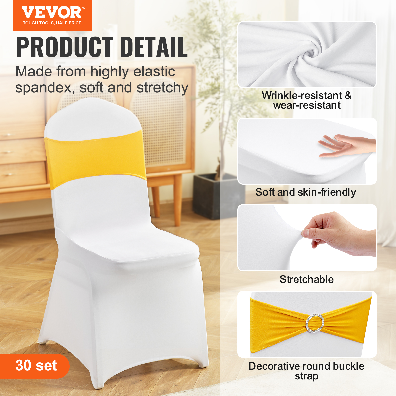 VEVOR 30/50/200PCS Stretch Spandex Folding Chair Covers for Wedding Party Dining - Picture 100 of 110