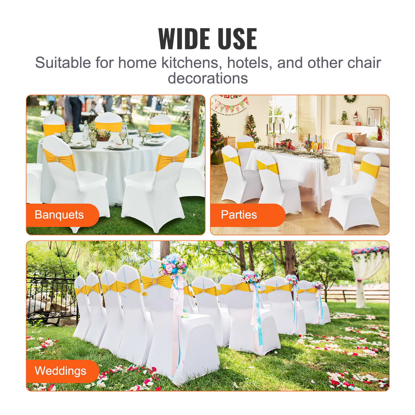 VEVOR 30/50/200PCS Stretch Spandex Folding Chair Covers for Wedding Party Dining - Picture 104 of 110