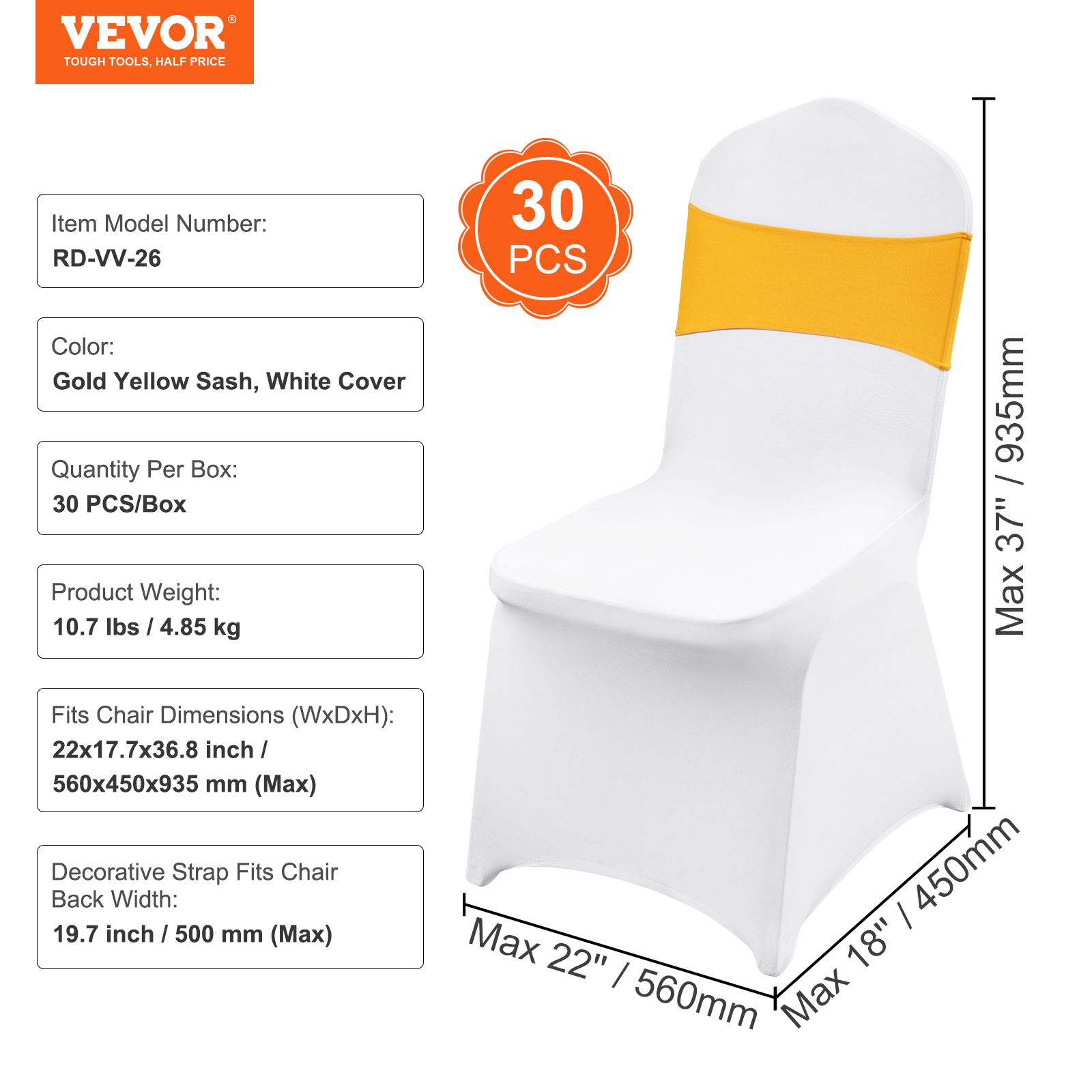 VEVOR 30/50/200PCS Stretch Spandex Folding Chair Covers for Wedding Party Dining - Picture 105 of 110