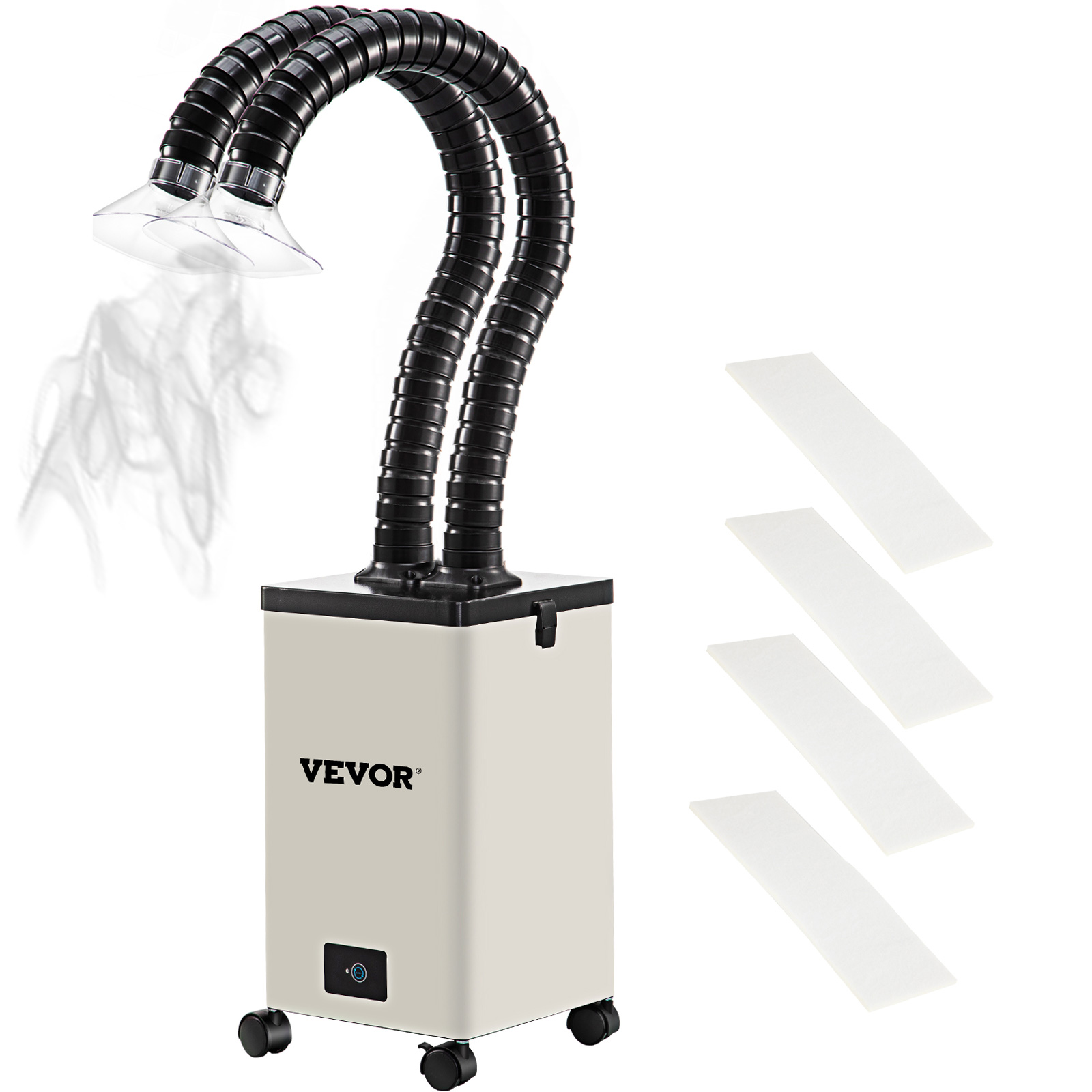 VEVOR Extractor de humos de soldadura VEVOR, absorbente de humo de 150 W  165 CFM, filtros de 3 etapas, 3 velocidades con dos mangueras para  soldadura, grabado láser y soldadura de bricolaje