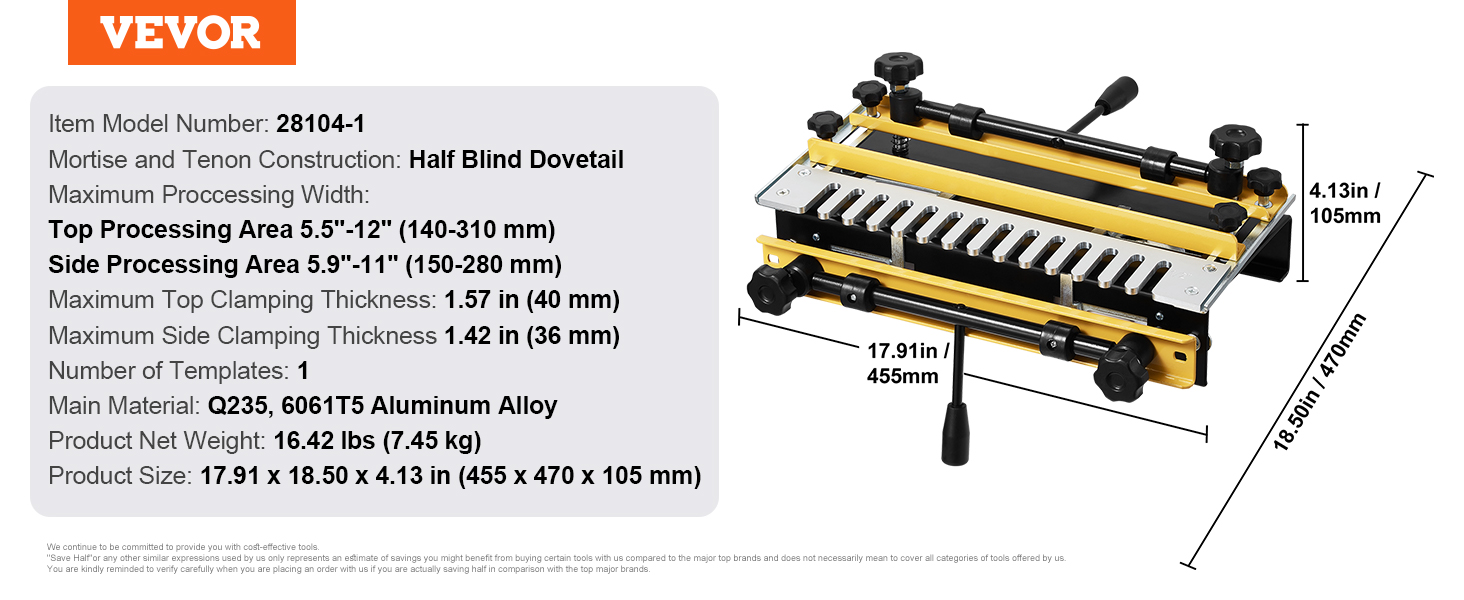 Dovetail jig,12 in width,1/2
