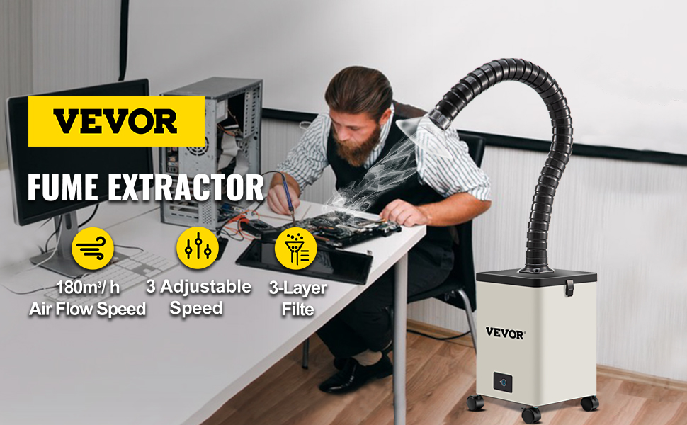 VEVOR Filter Fume Extractor Pure Air Fume Extractor 80W with 3 Stage Filters VEVOR AU