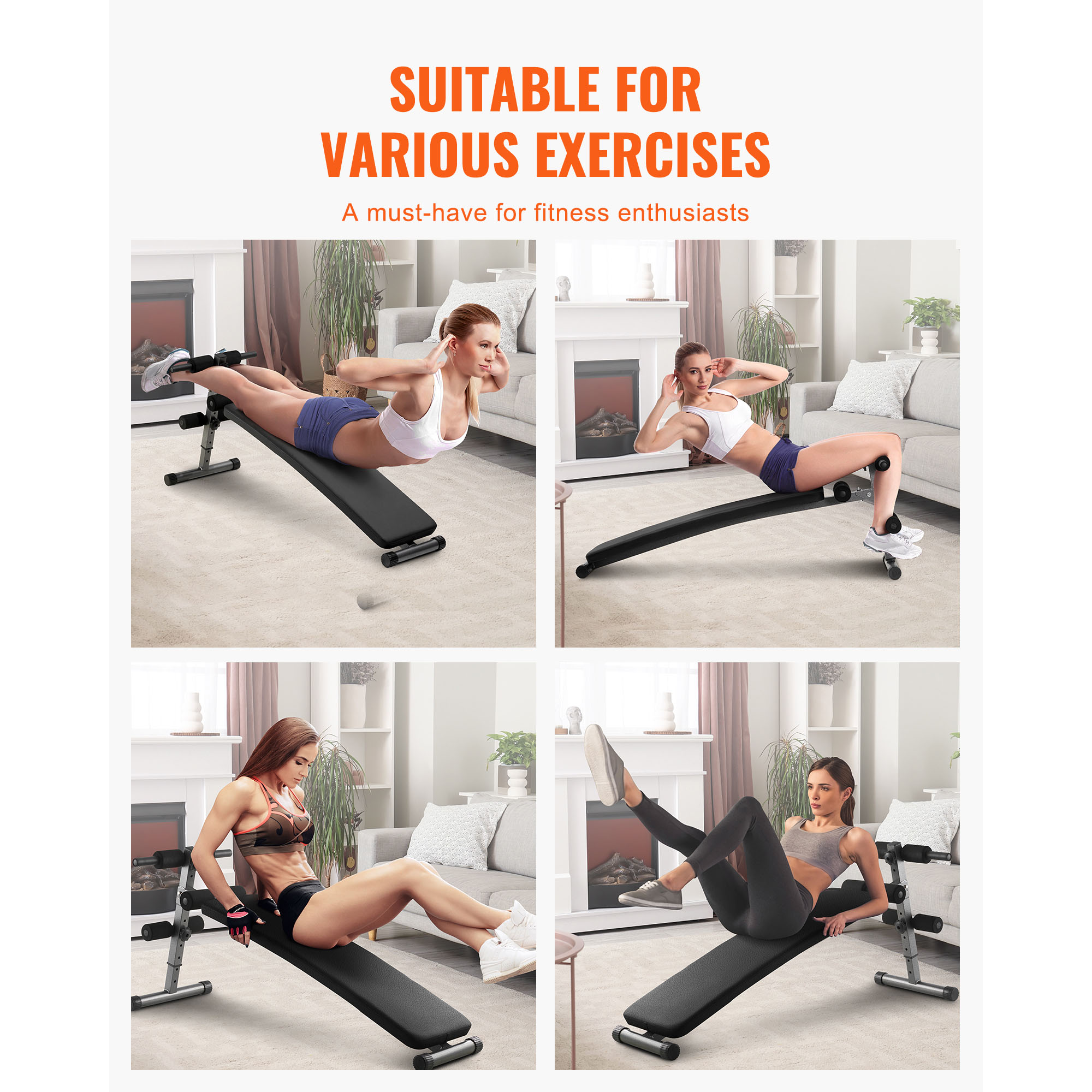 Uimoso Adjustable Sit Up Bench with Curved Design and Reverse Crunch Handle
