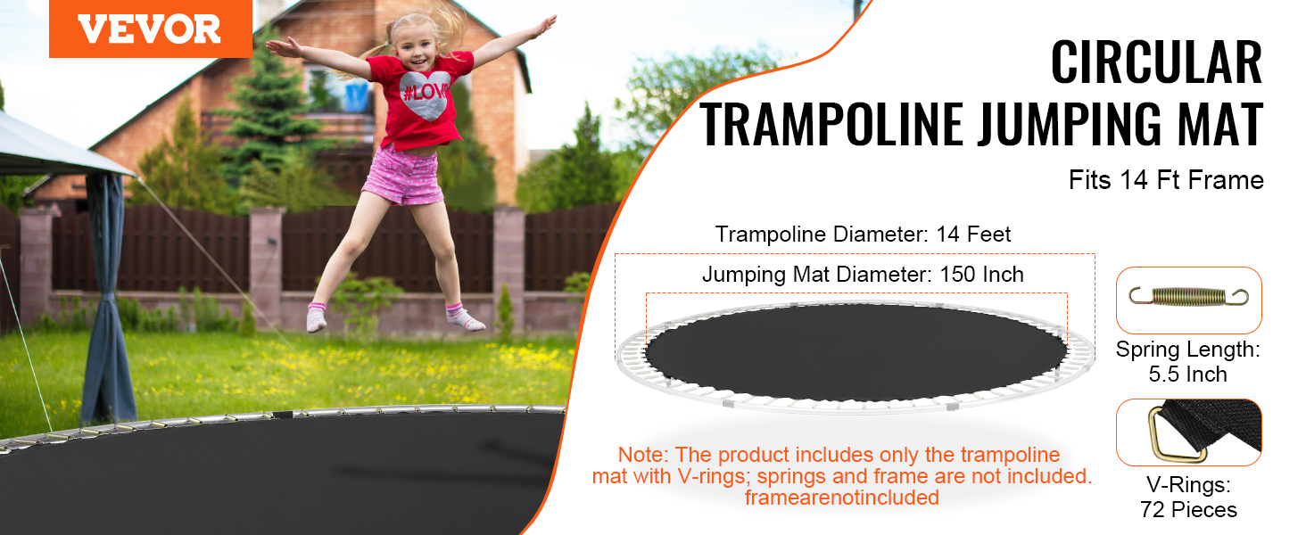 Replacement Trampoline Mat Jump Mat For 13 Ft Jump Power Trampoline Frame  With 72 Eyelets (for 5.5\\\, image size:1464x600