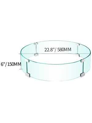 VEVOR Fire Pit Wind Guard, Glass Flame Guard, Round Glass Shield, 1/4-Inch Thick Fire Table, Clear Tempered Glass Flame Guard, Aluminum Alloy Feet for Propane, Gas, Outdoor (23 x 23 x 6 Inch)