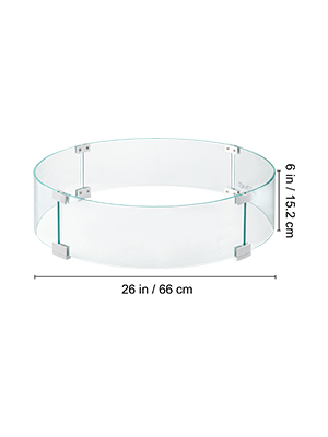 VEVOR Fire Pit Wind Guard, 26 x 26 x 6 Inch Glass Flame Guard, Round Glass Shield, 1/4-Inch Thick Fire Table, Clear Tempered Glass Flame Guard, Aluminum Alloy Feet for Propane, Gas, Outdoor
