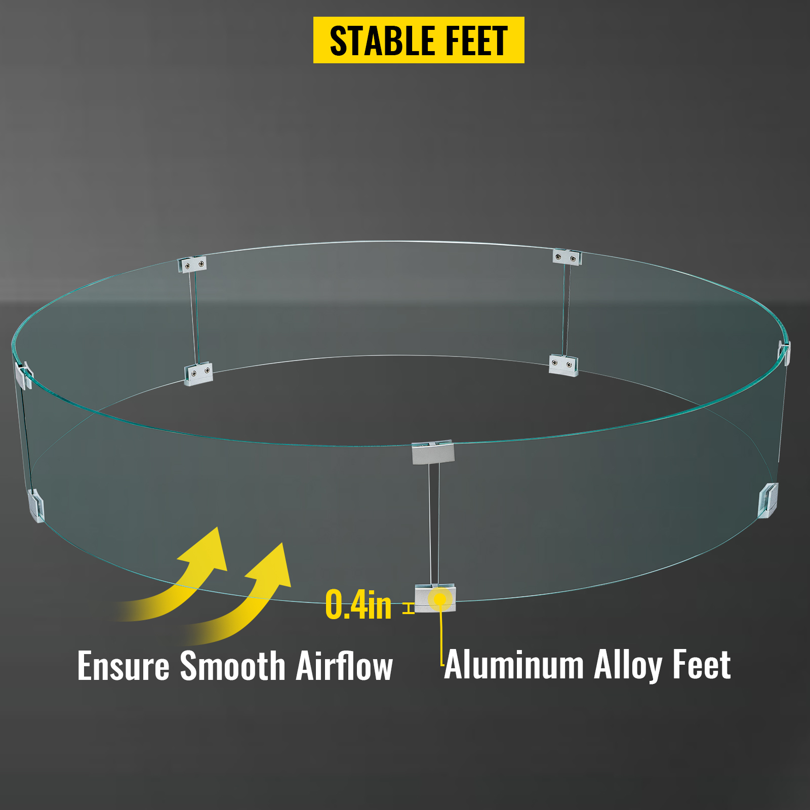 VEVOR Fire Pit Wind Guard, 41 x 41 x 8 Inch Glass Flame Guard, Round