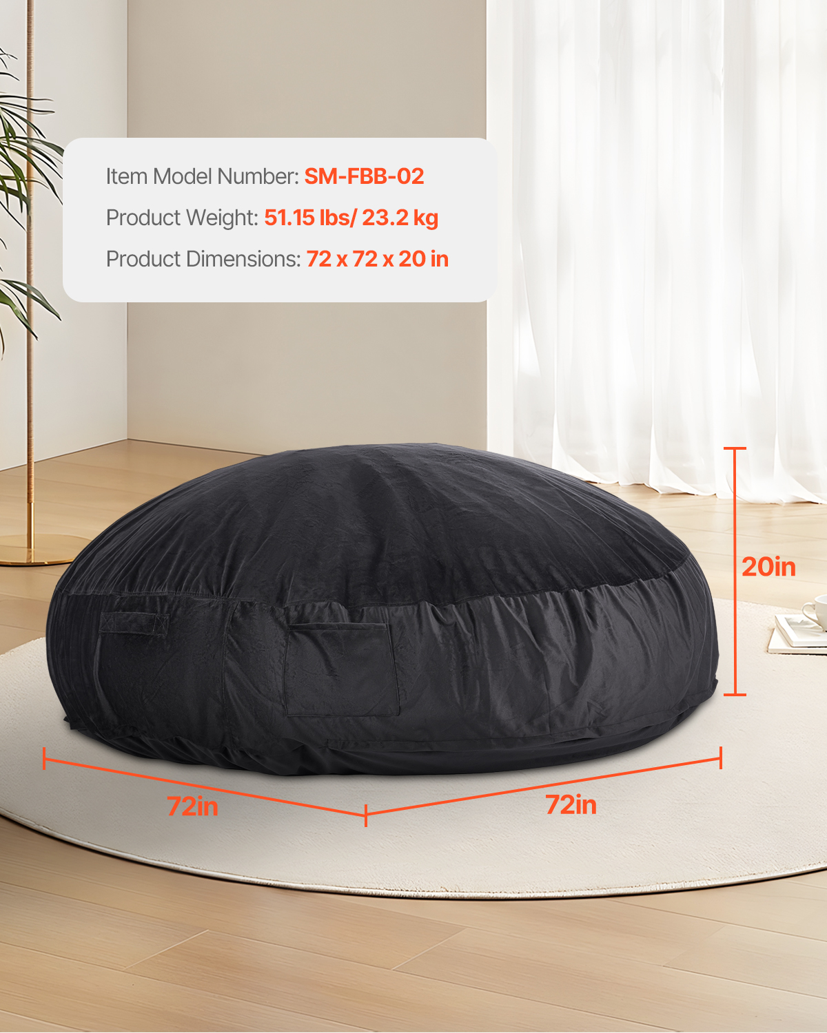 Bean Bag Chair Convertible/with Cover/Armrests for Adult Fluffy Blue/Grey/Black - Picture 62 of 72