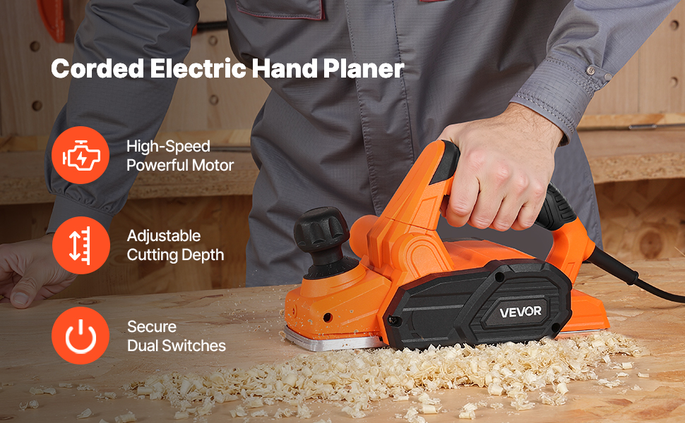 Holzhobel Elektrohobel 82 mm 900 W Hobel Maschine Höheneinstellung DIY Electric Hand Planer Uk A100 1.4 Pt