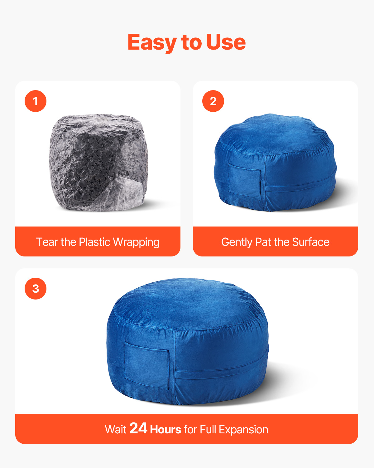 Bean Bag Chair with Armrests and Storage Pocket/Removable Cover & Dutch Velvet - Picture 32 of 62