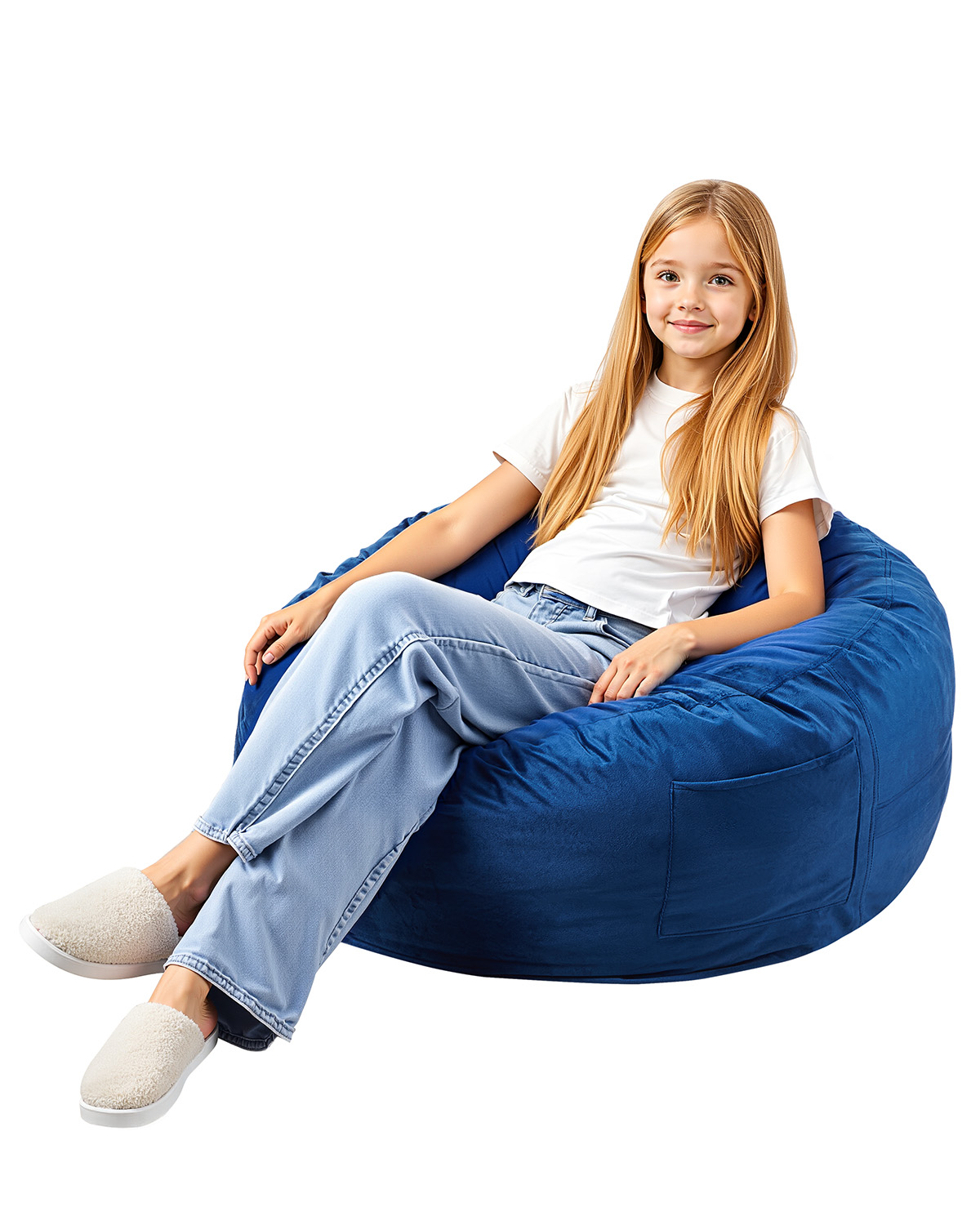 Bean Bag Chair with Armrests and Storage Pocket/Removable Cover & Dutch Velvet - Picture 27 of 62
